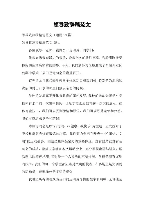 领导致辞稿范文