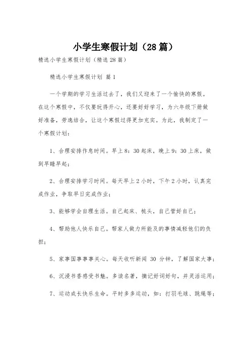 小学生寒假计划(28篇)