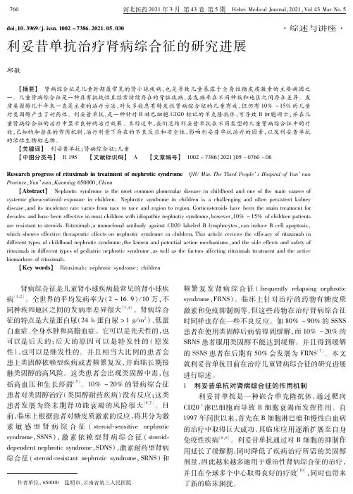 利妥昔单抗治疗肾病综合征的研究进展