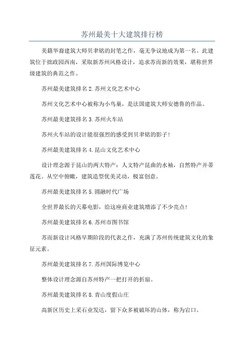 苏州最美十大建筑排行榜