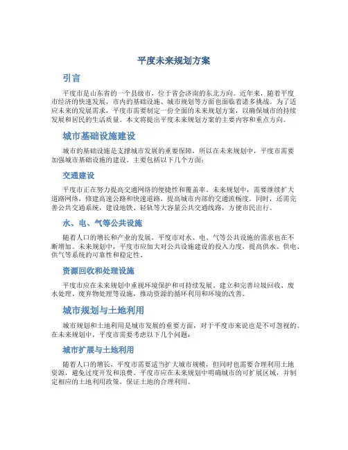 平度未来规划方案
