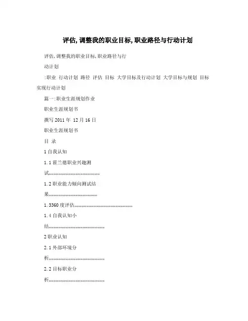 评估,调整我的职业目标,职业路径与行动计划