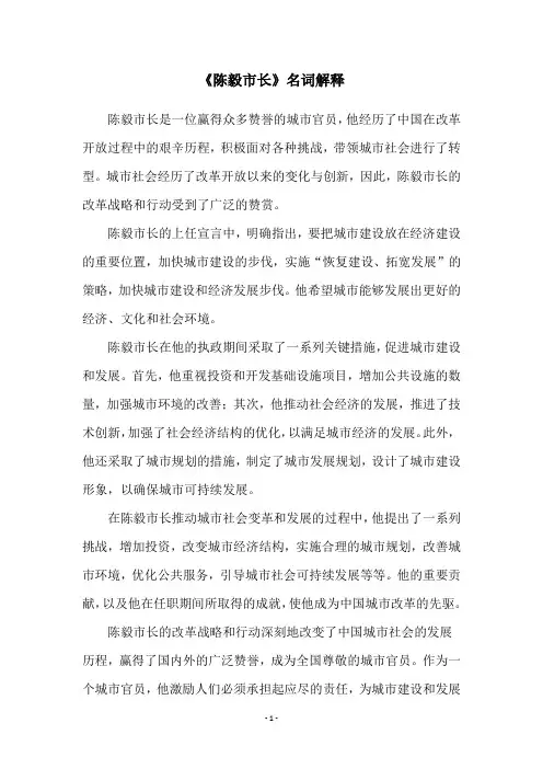 《陈毅市长》名词解释