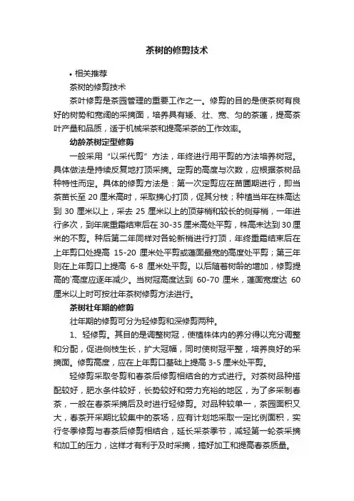 茶树的修剪技术