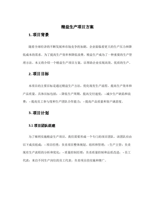 精益生产项目方案