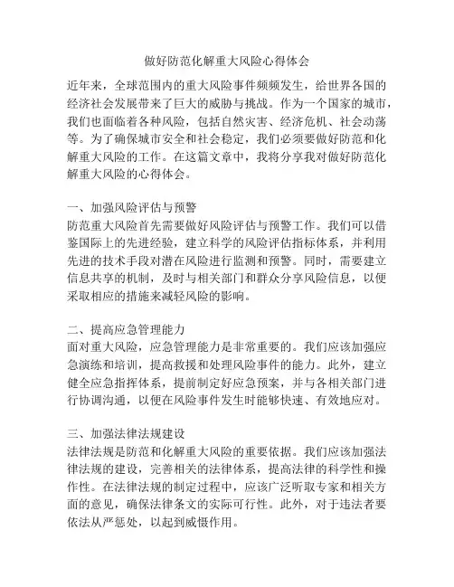 做好防范化解重大风险心得体会