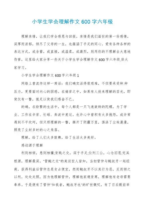 小学生学会理解作文600字六年级