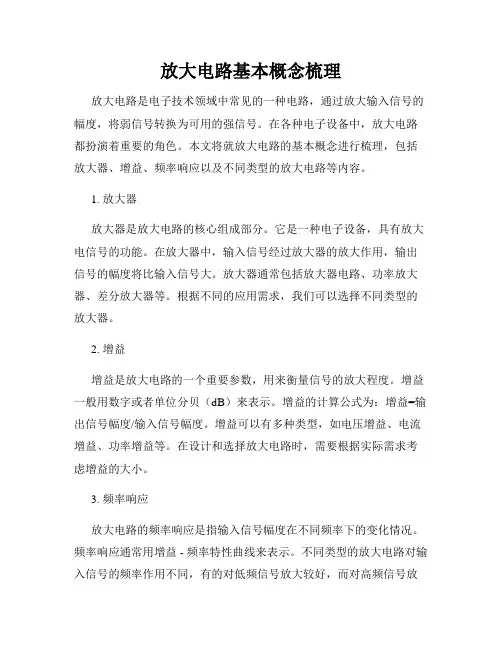 放大电路基本概念梳理