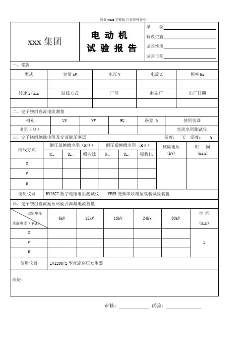 高压电动机试验报告模板