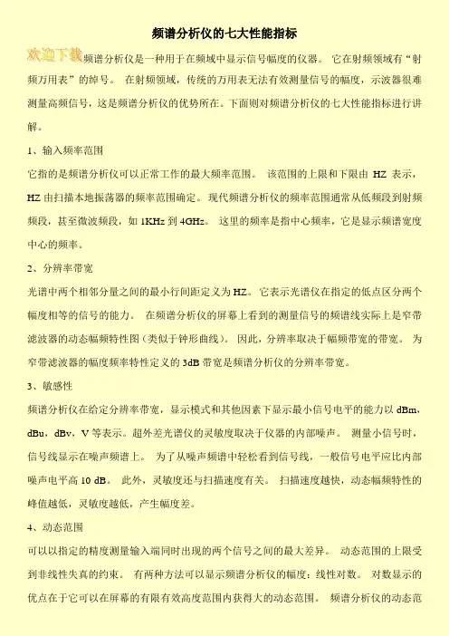 频谱分析仪的七大性能指标