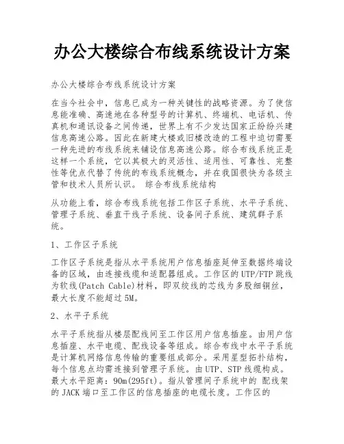 办公大楼综合布线系统设计方案