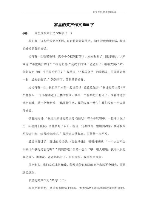 家里的笑声作文500字