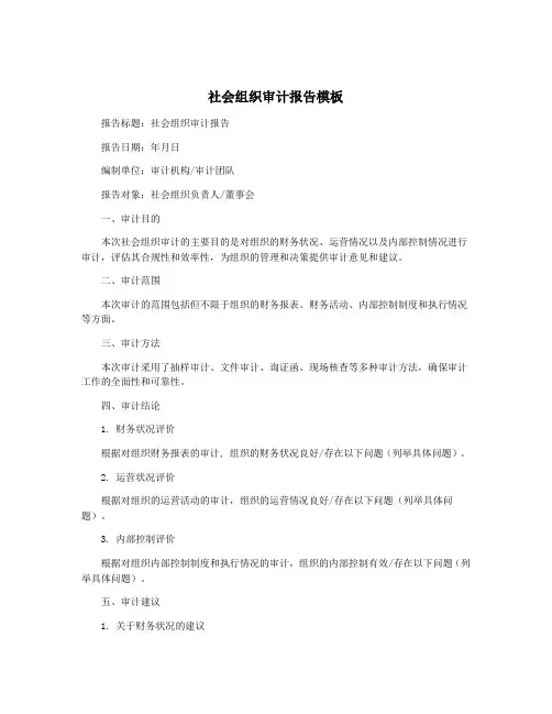 社会组织审计报告模板