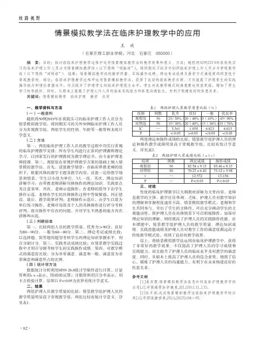 情景模拟教学法在临床护理教学中的应用