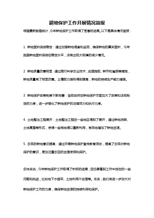 耕地保护工作开展情况简报