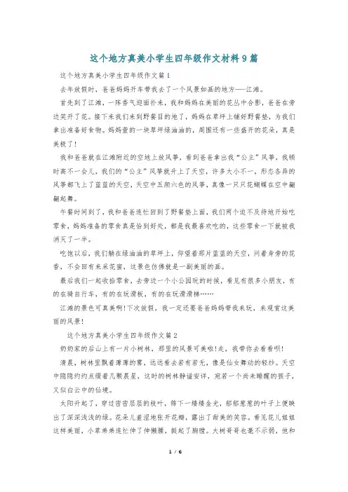 这个地方真美小学生四年级作文材料9篇