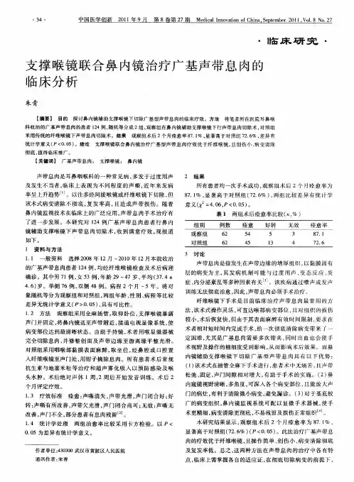 支撑喉镜联合鼻内镜治疗广基声带息肉的临床分析