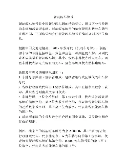 新能源车牌号