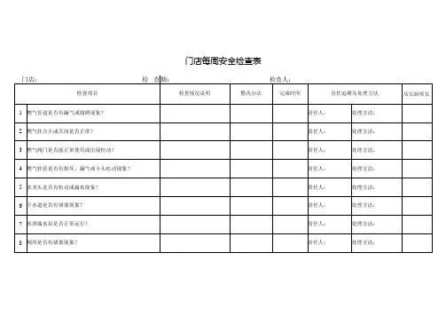门店每周安全检查表