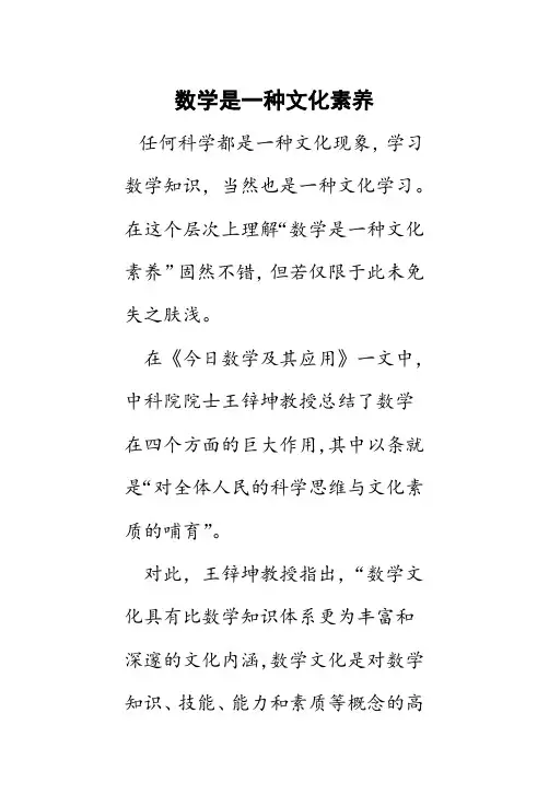 数学是一种文化素养