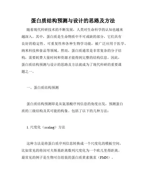 蛋白质结构预测与设计的思路及方法