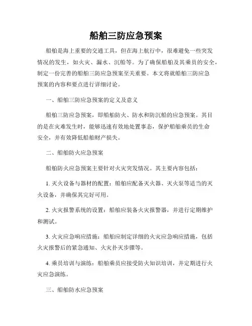 船舶三防应急预案