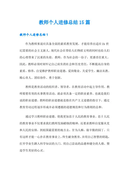 教师个人进修总结15篇