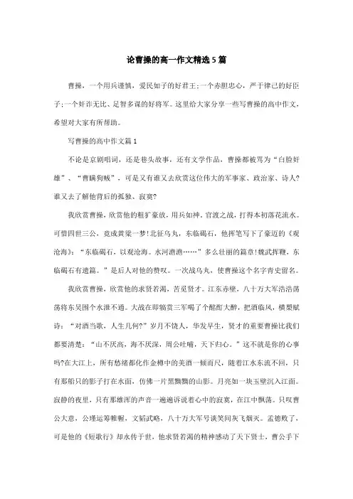 论曹操的高一作文精选5篇