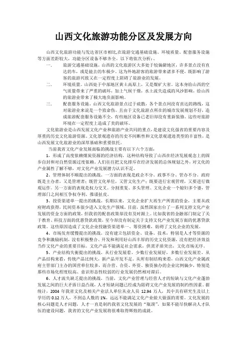 山西文化旅游功能