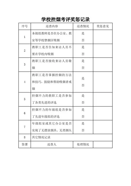 学校控烟考评奖惩记录