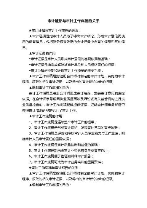 审计证据与审计工作底稿的关系