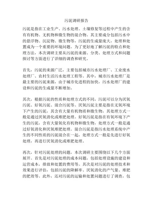 污泥调研报告
