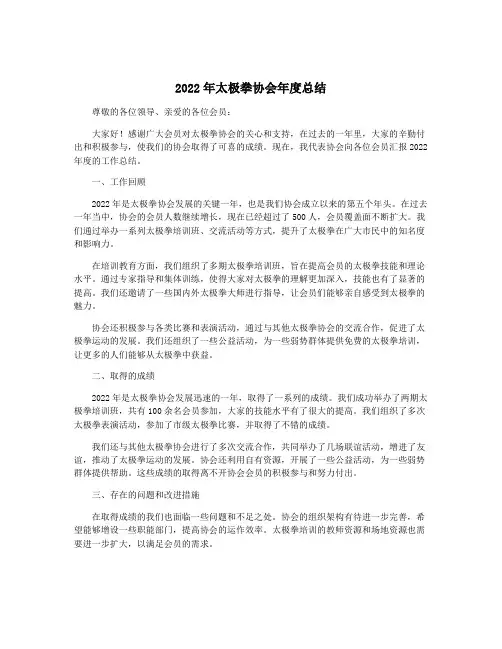 2022年太极拳协会年度总结