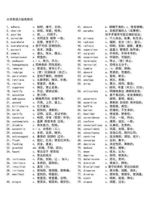 大学英语六级高频词(高分必备)