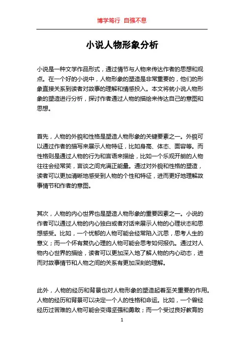 小说人物形象分析