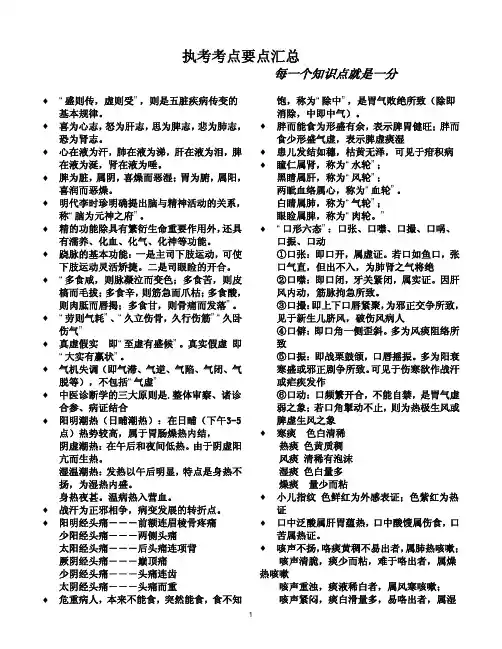 执考考点要点汇总
