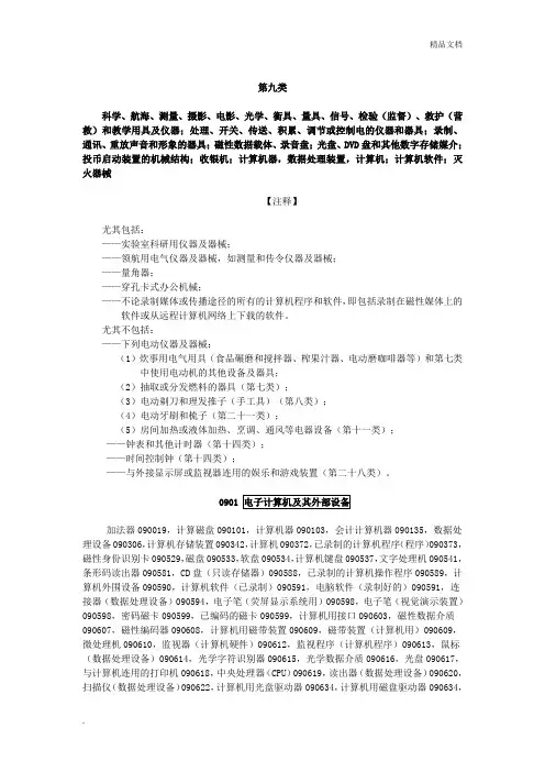 商标类目表(第九类)