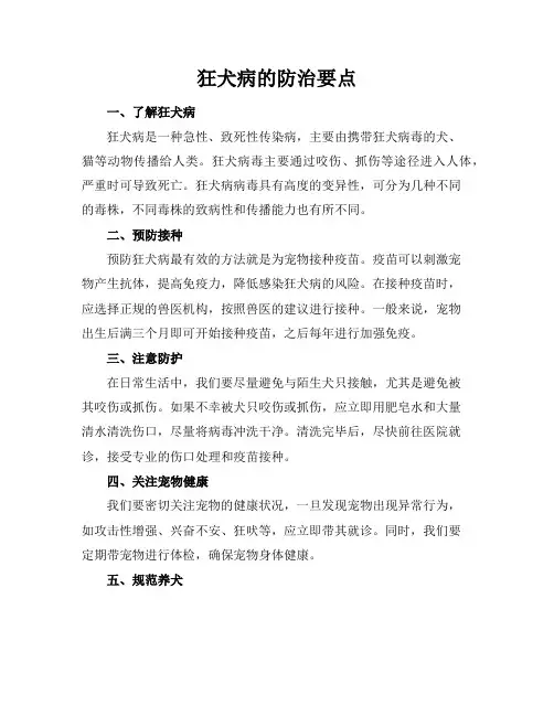 狂犬病的防治要点
