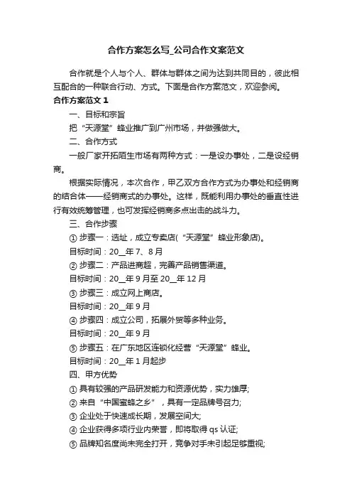 合作方案怎么写_公司合作文案范文