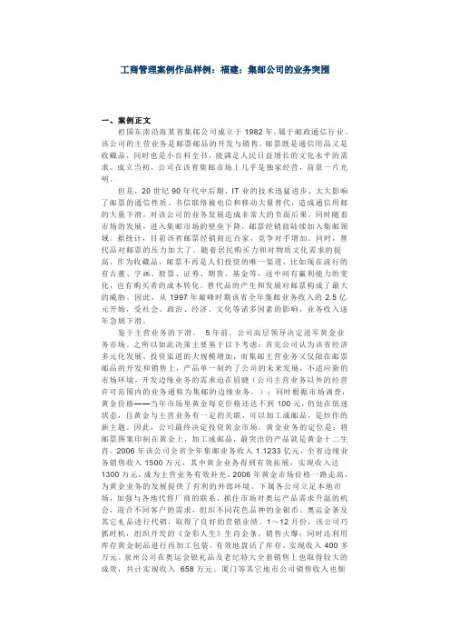 工商管理案例作品样例