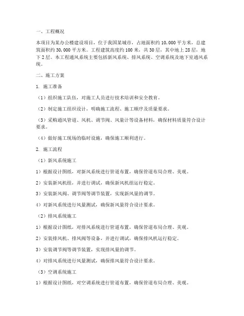 建设项目通风工程施工方案
