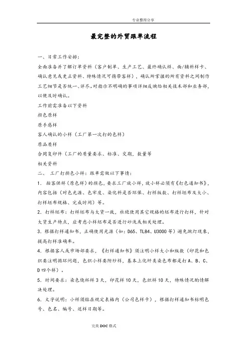 最全最完整的外贸跟单流程