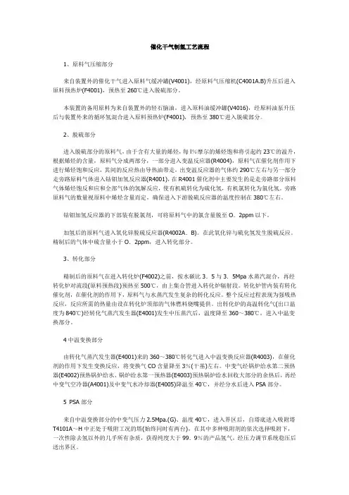 催化干气制氢工艺流程