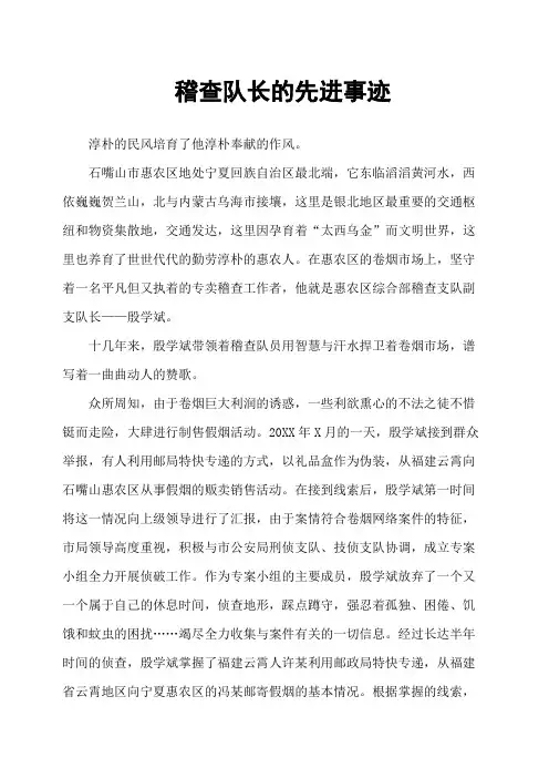 稽查队长的先进事迹
