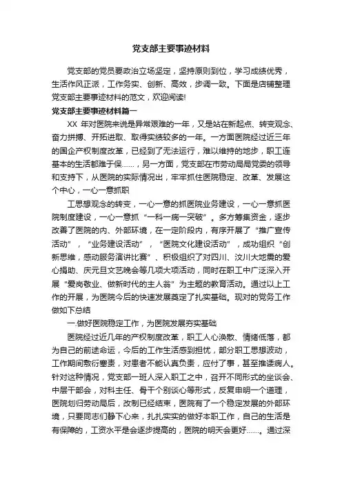党支部主要事迹材料