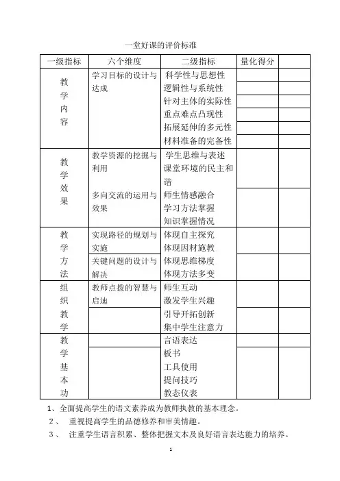 好课的四个标准