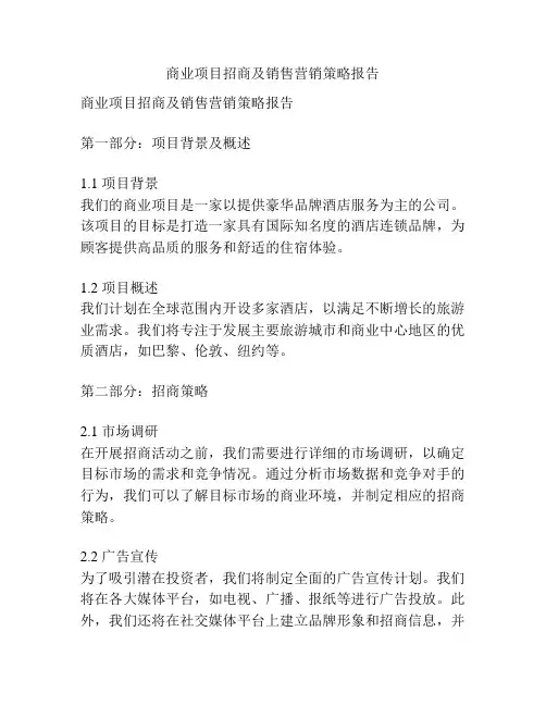 商业项目招商及销售营销策略报告