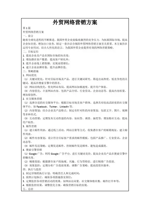 外贸网络营销方案