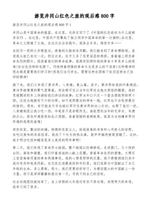游览井冈山红色之旅的观后感800字