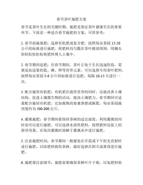 春节茶叶施肥方案